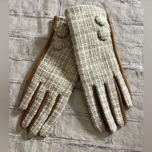 FASHION APPAREL & ACCESSOIRES BEIGE/TAN PLAID TWEED WOMEN’S GLOVES SIZE MEDIUM
